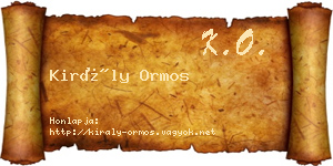Király Ormos névjegykártya